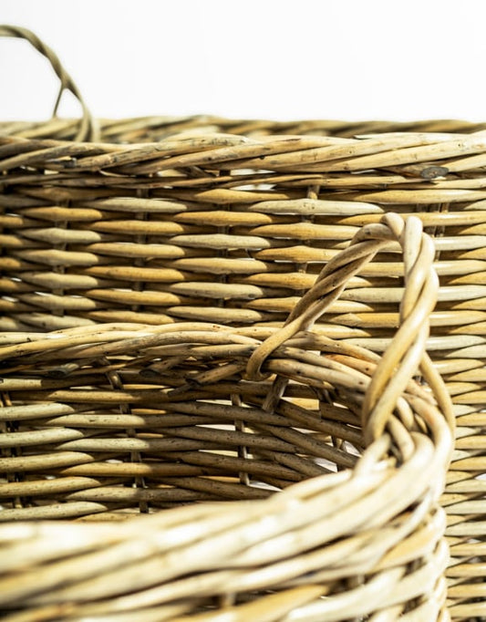 Large Set of 3 Rustic Woven Laundry / Log Baskets
