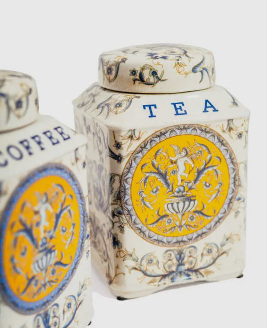 Set of 2 Renaissance style Tea & Coffee jars