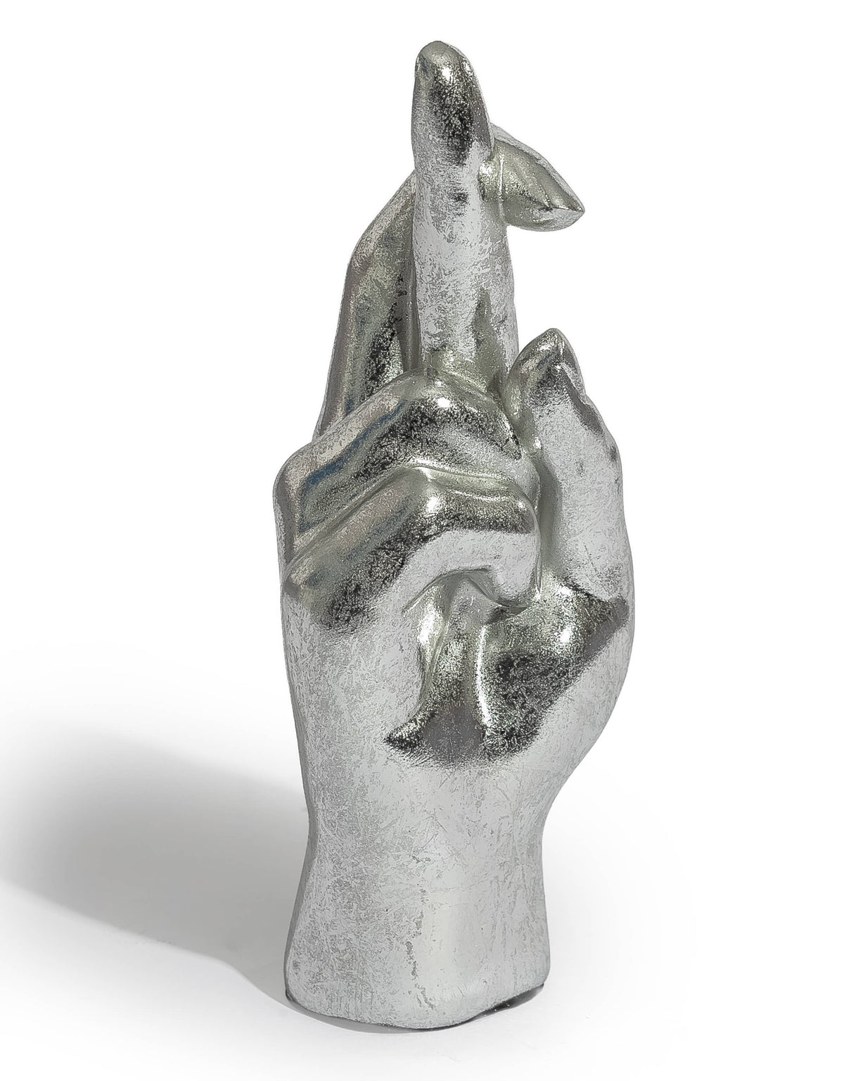 Silver "Fingers Crossed" Hand Figure