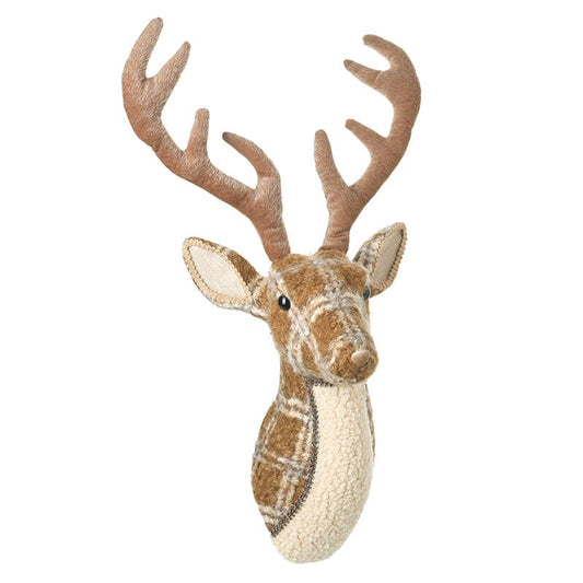 Christmas  -GOLD CHECKED REINDEER HEAD