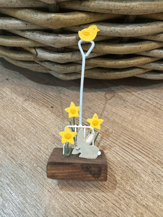 Whimsical Chick & Bunny Floral Garden Decoration