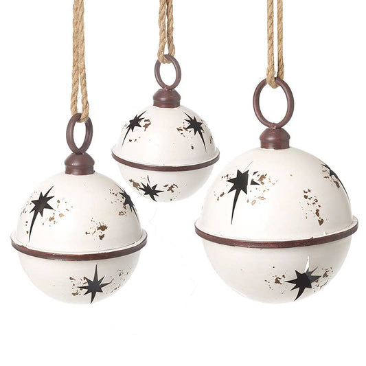 WHITE ROUND HANGING METAL BELLS SET