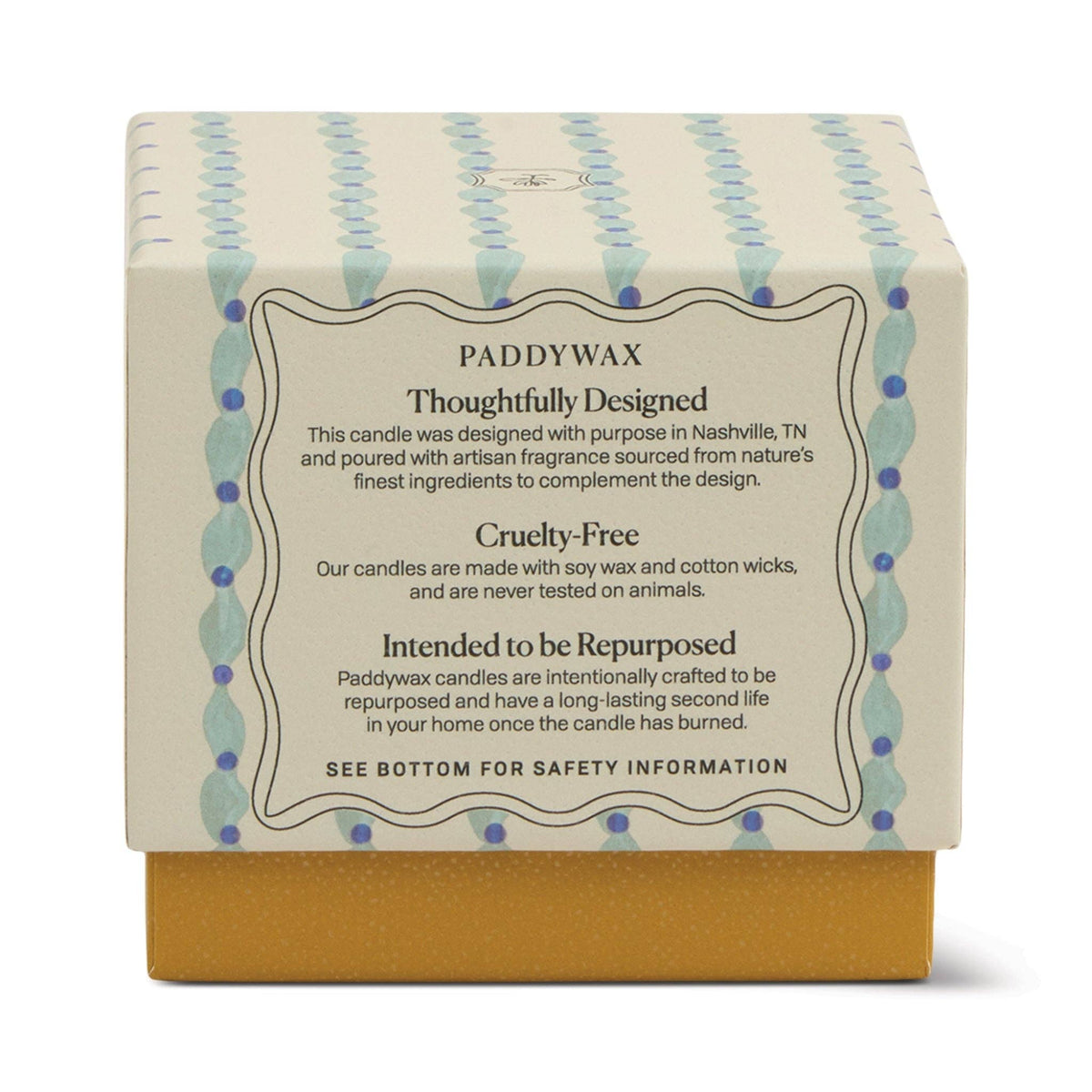 Tulip 5.5oz/155g Blue and Ochre Glass Candle - Wisteria & Willow