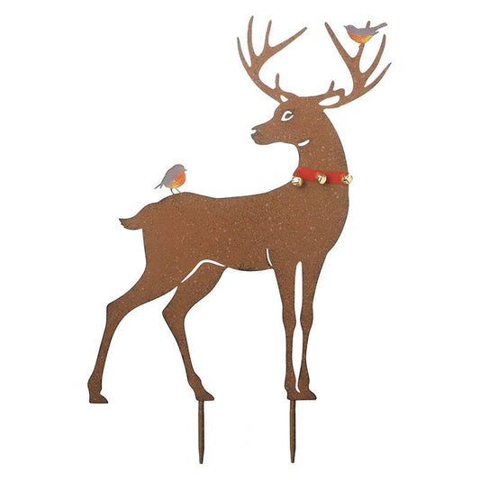 Christmas -METAL STAG GARDEN STAKE WITH BELLS