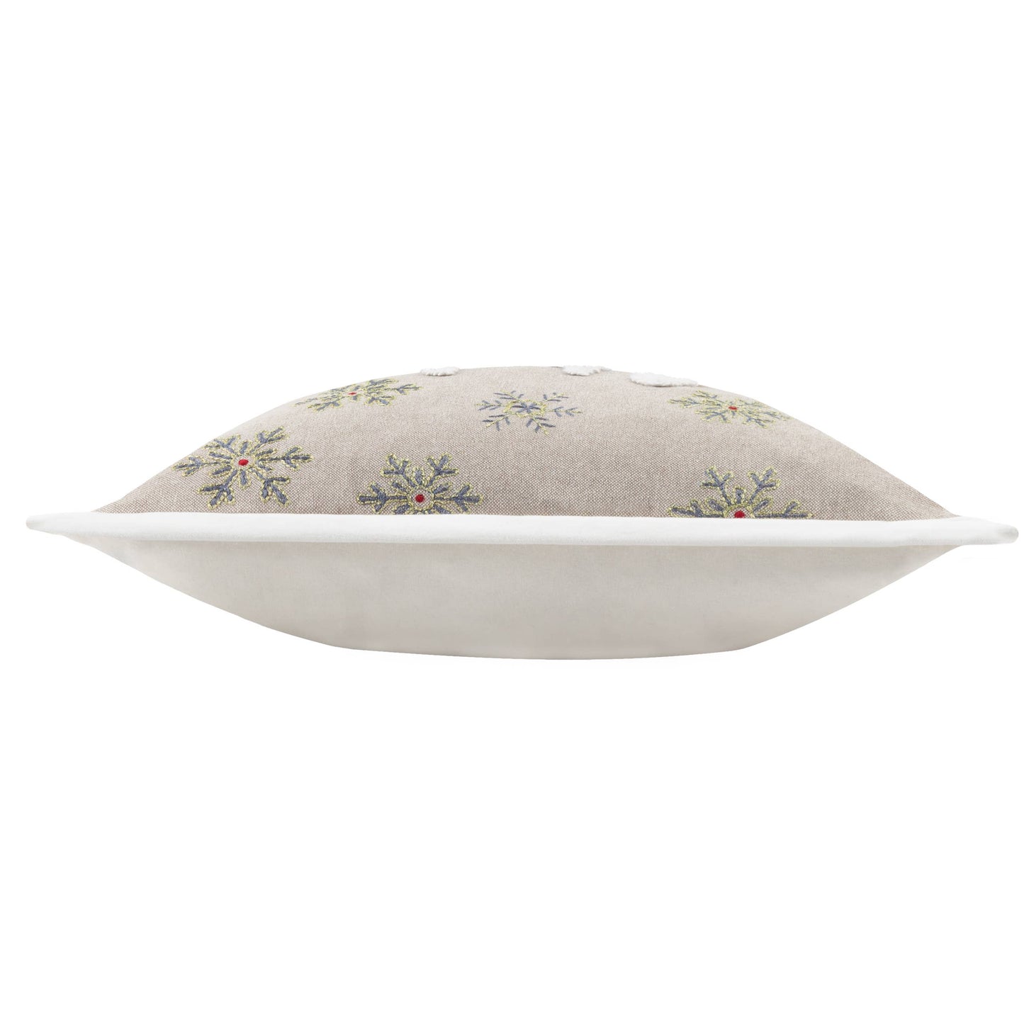 Winter Let It Snow Embroidered Cushion Greige