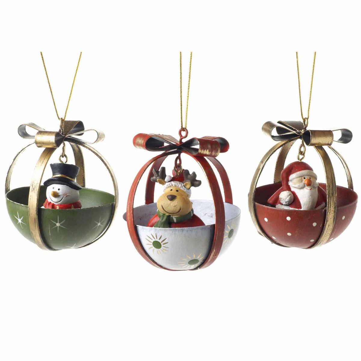 Christmas -SANTA SNOWMAN & DEER MIX IN HALF BELLS (sT)