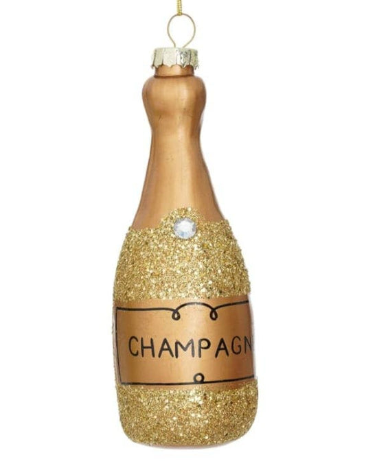 Champagne Bottle Decorative Glass Hanging Ornament