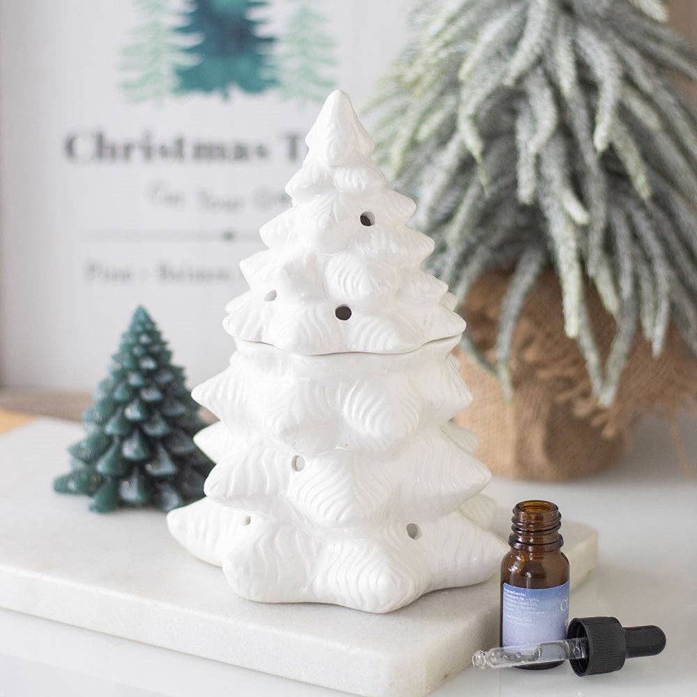White Winter Fir Tree Oil Burner and Wax Warmer