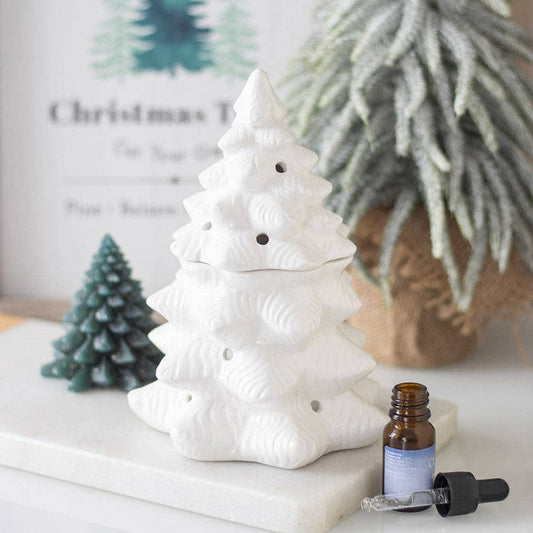 White Winter Fir Tree Oil Burner and Wax Warmer