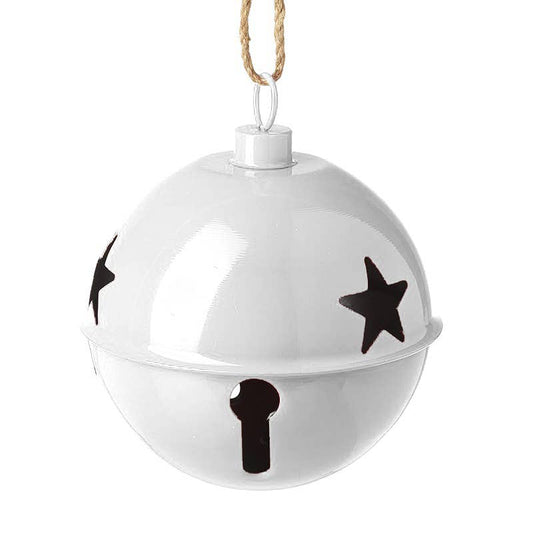 Christmas -WHITE METAL CUT OUT BELL BAUBLE
