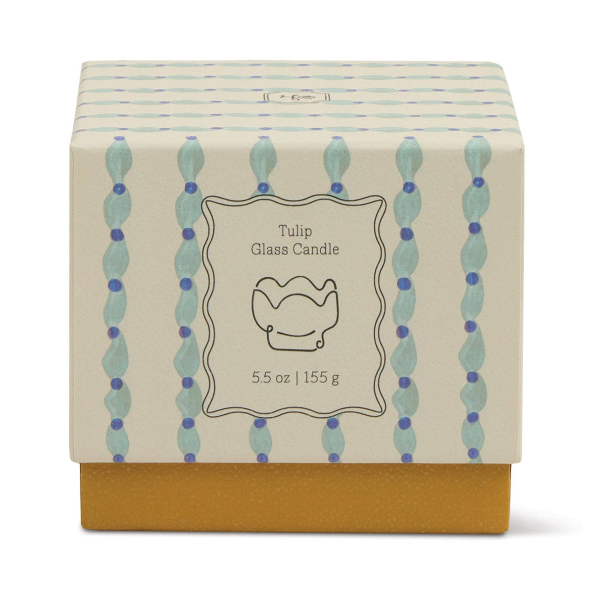 Tulip 5.5oz/155g Blue and Ochre Glass Candle - Wisteria & Willow