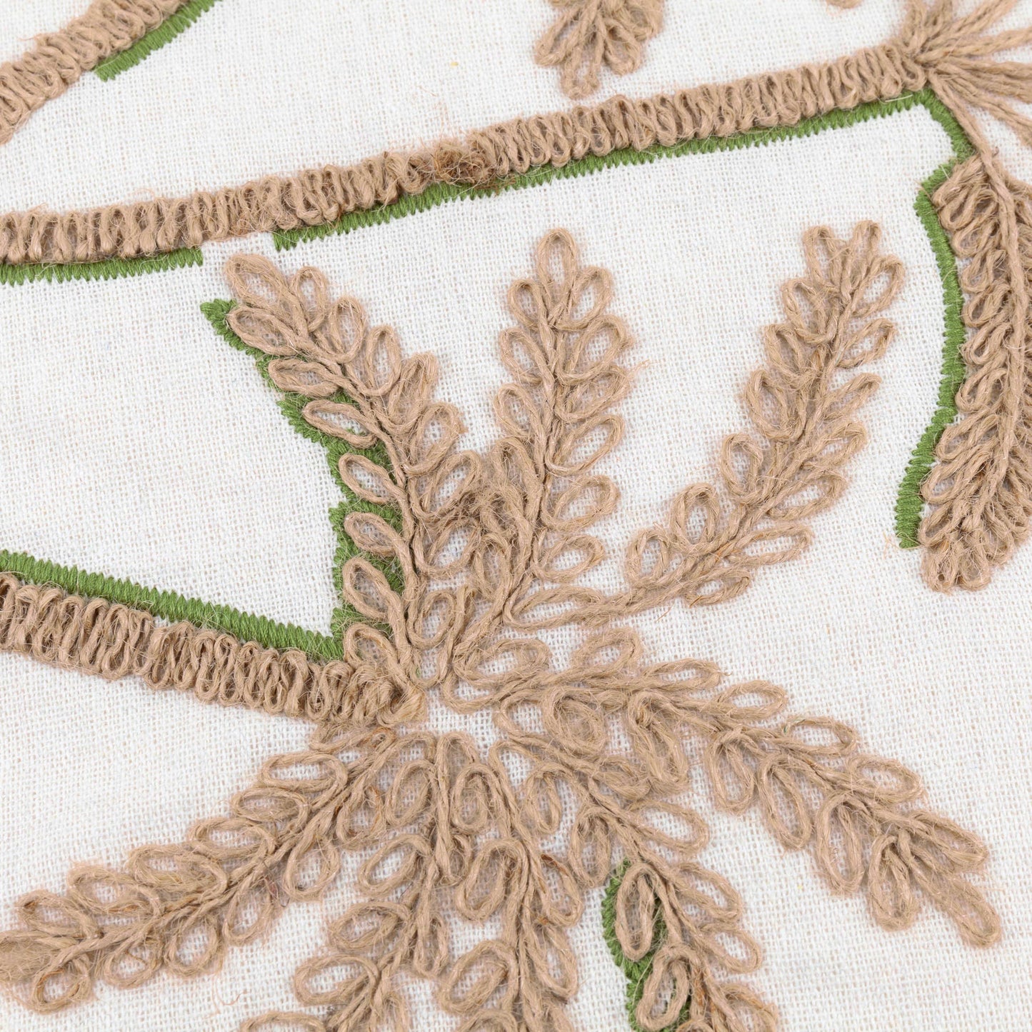 Palm Embroidered Cushion Green