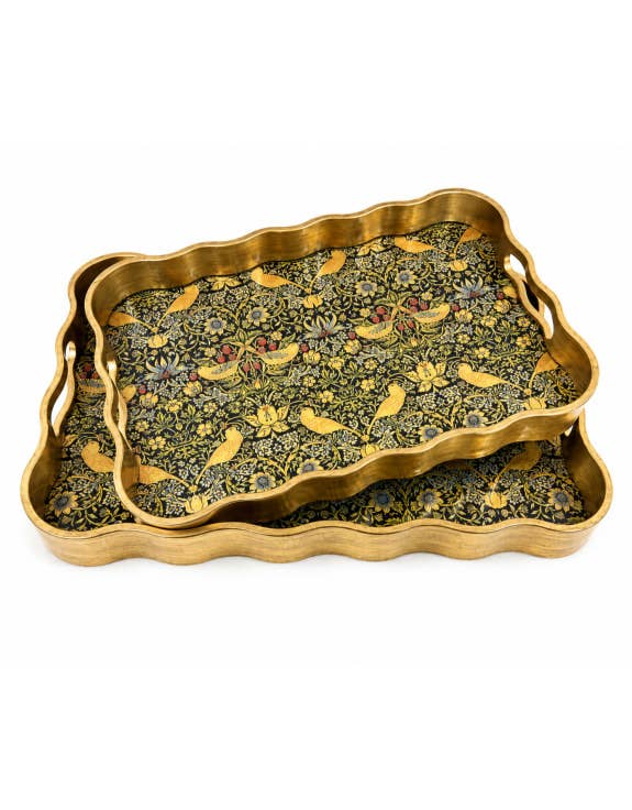 Brushed Gold Strawberry Thief Tray