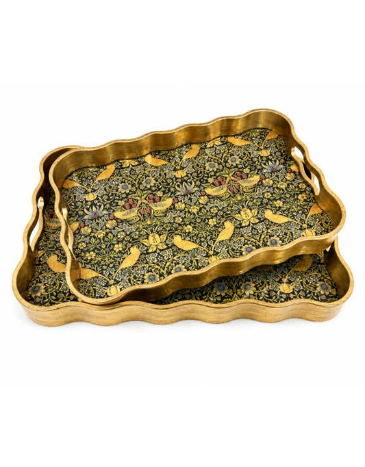 Brushed Gold Strawberry Thief Tray