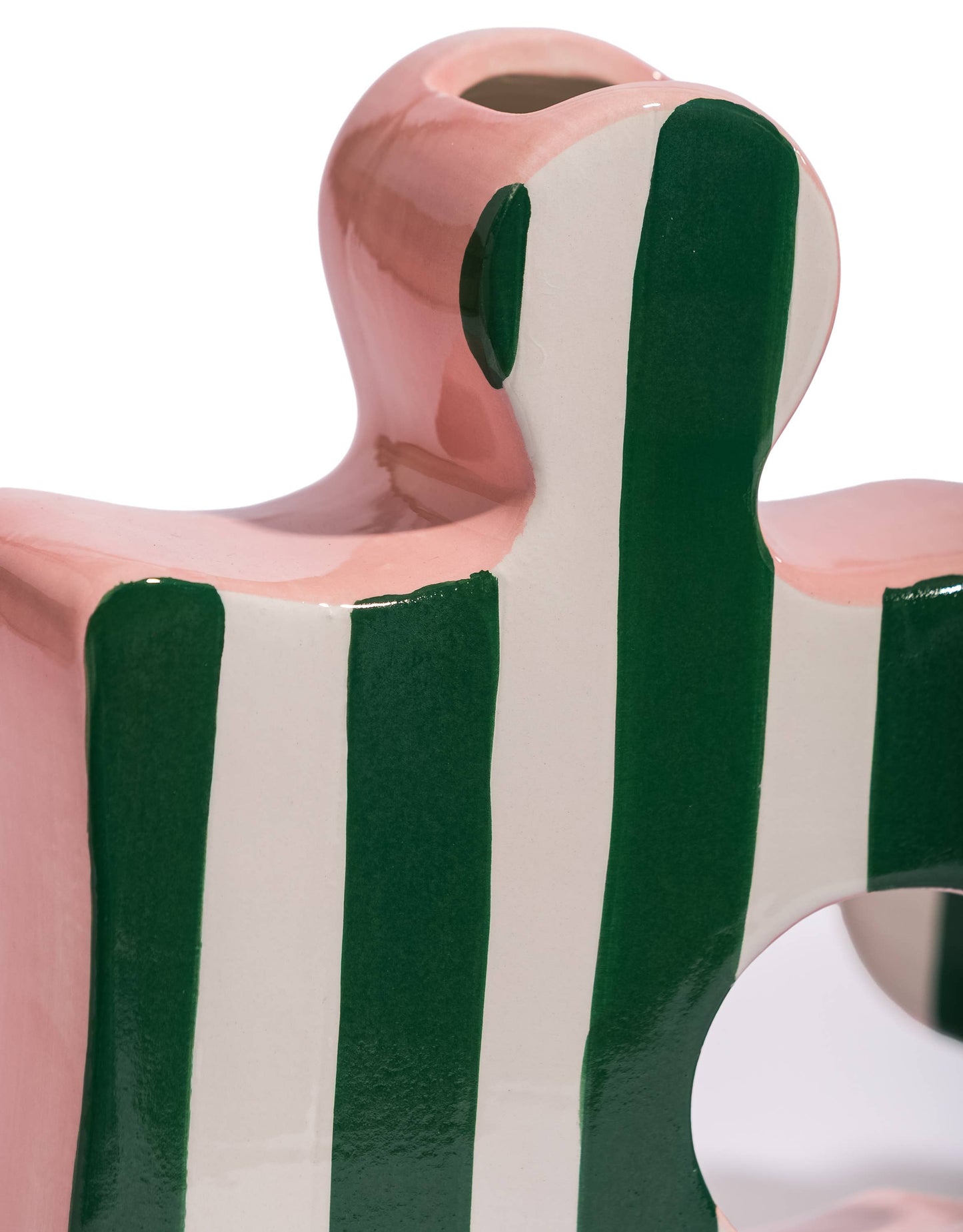 Green/White & Pink Ceramic Jigsaw Piece Vases