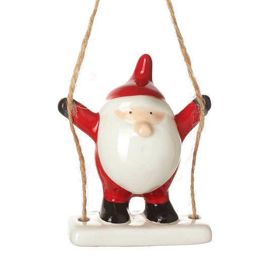 CERAMIC SANTA ON SWING