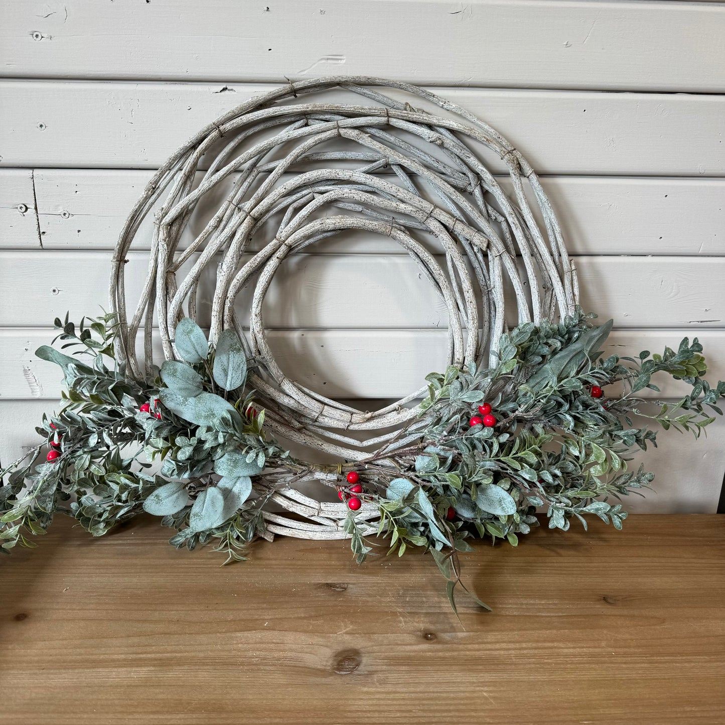 Wooden Christmas berries wreath