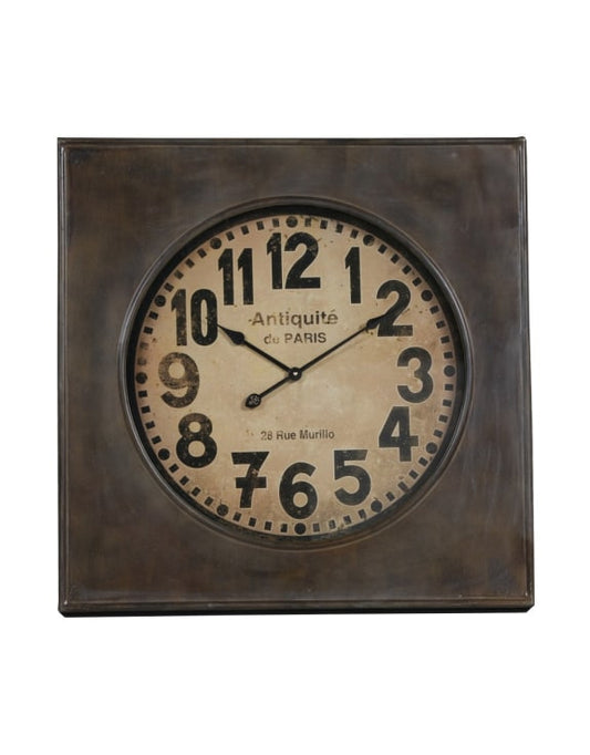 Large Square Industrial 'Antiquite De Paris' Wall Clock