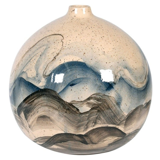 Hand painted wave ball vase