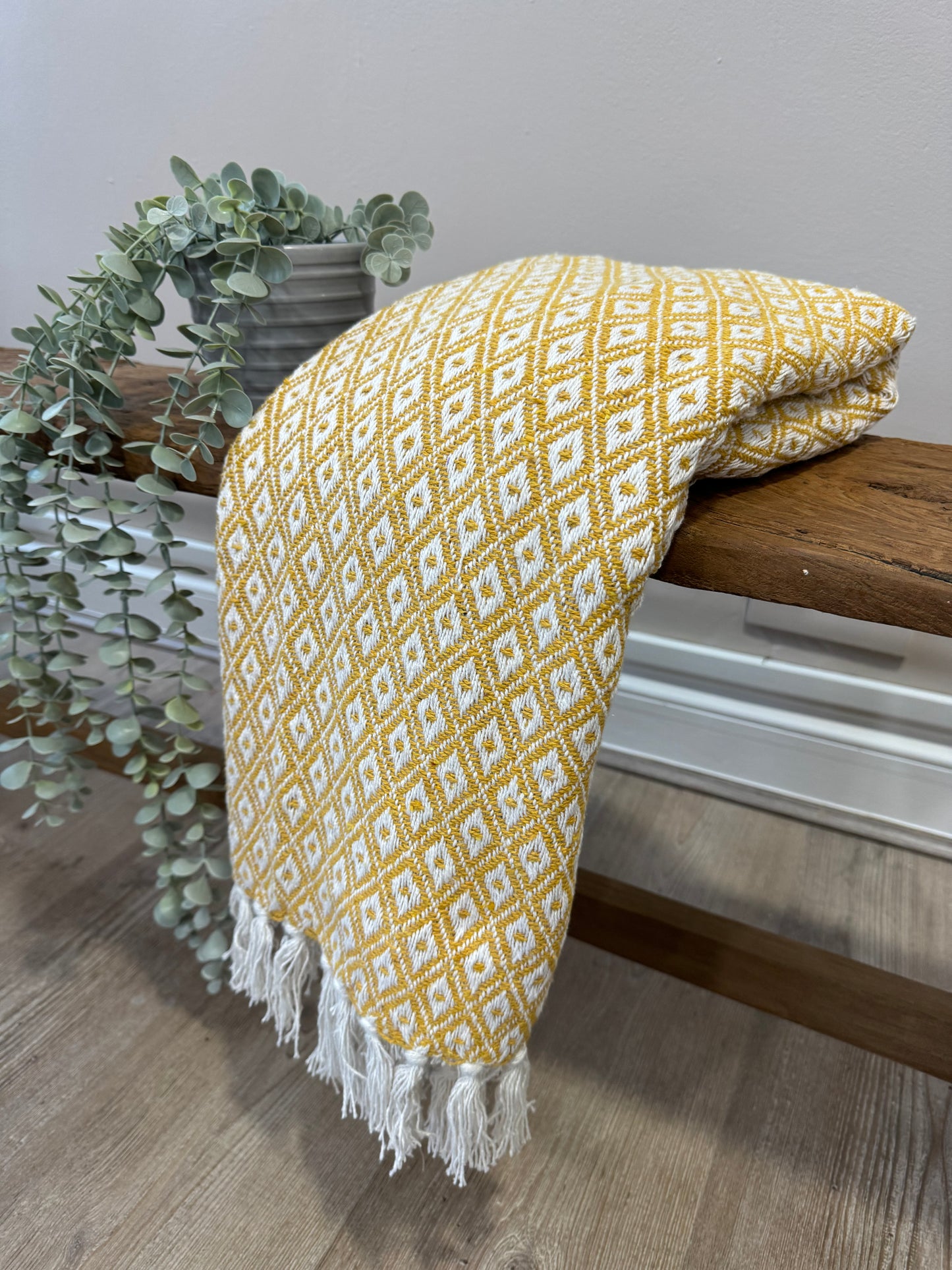Recycled cotton throw mustard