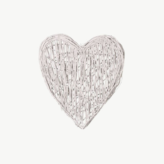 Large white wicker heart