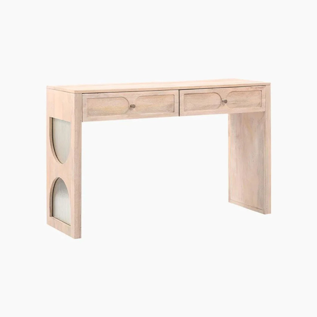 Tasneem Natural Two Drawer Console Table