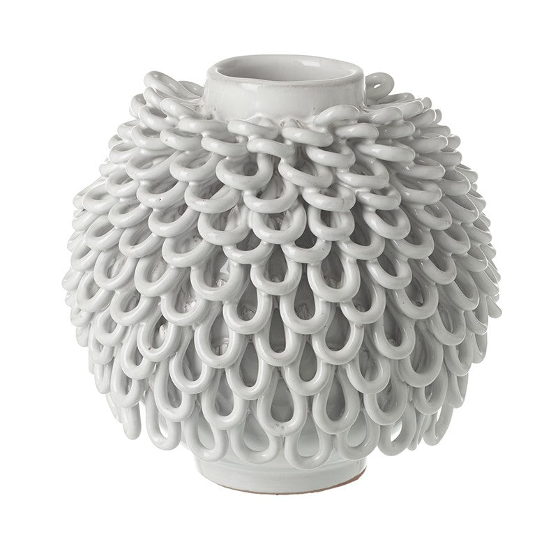 Large White Terracotta Loop Vase