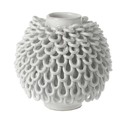 Large White Terracotta Loop Vase