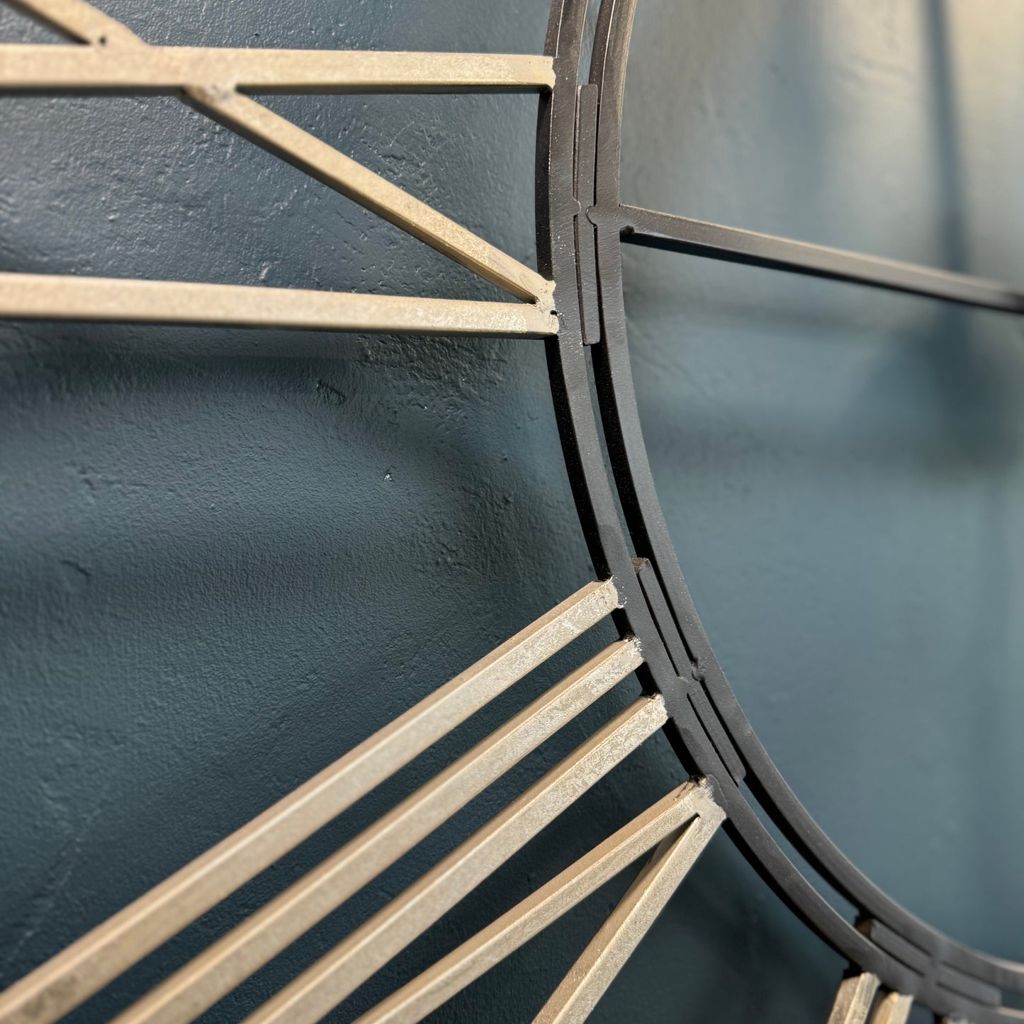 Large Black & Silver Iron Skeleton Clock