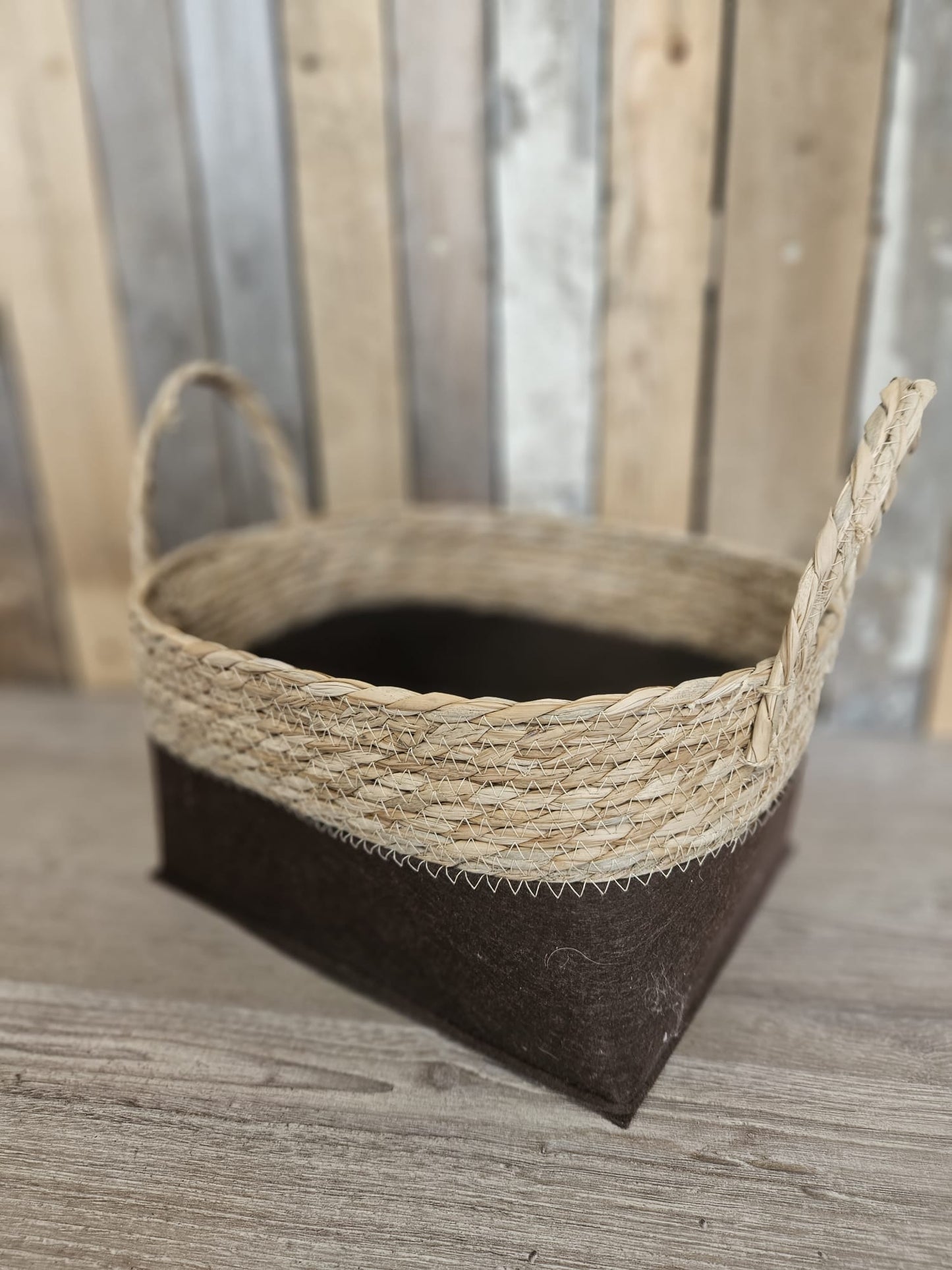 Rattan/Felt Storage Basket