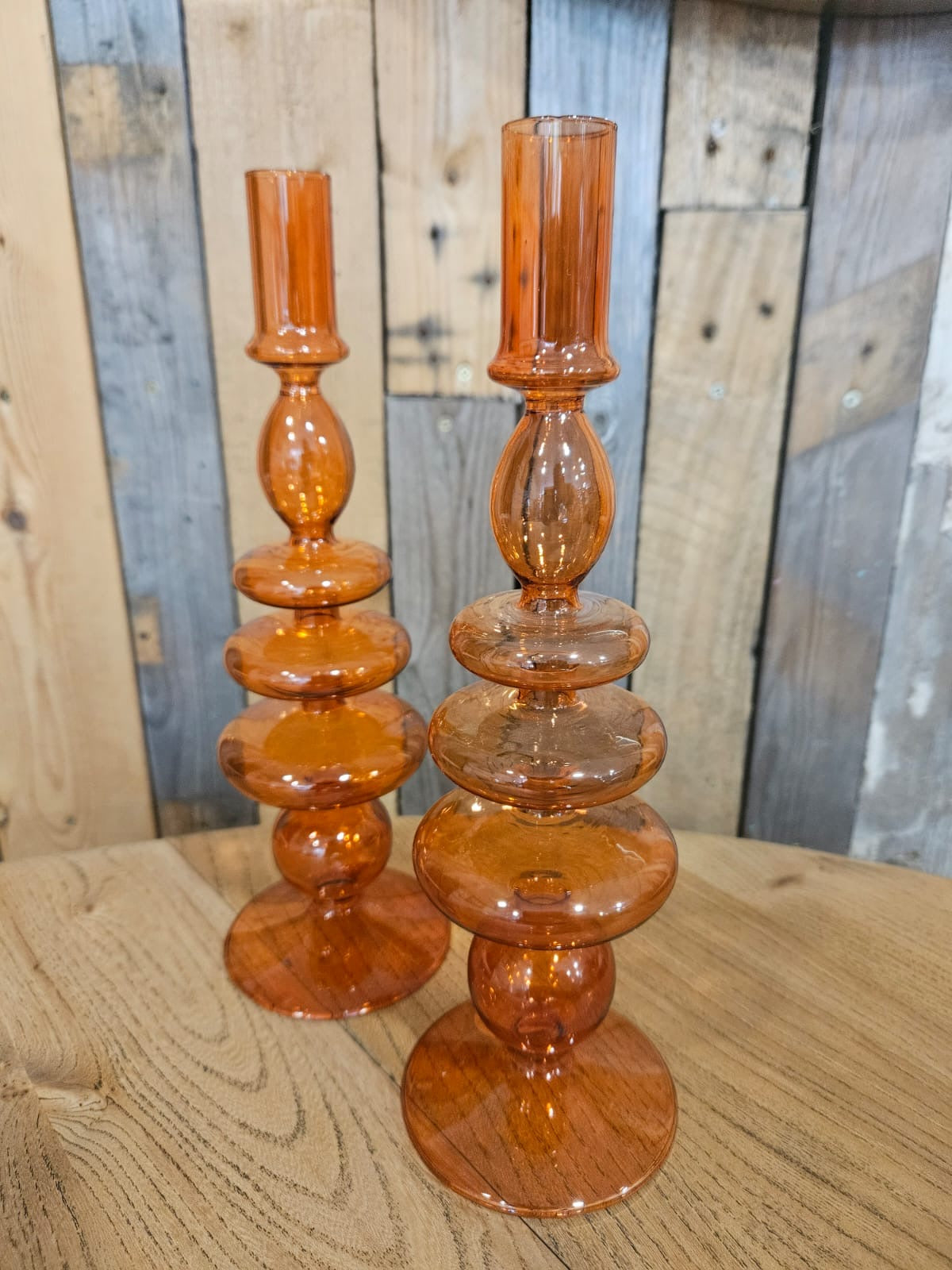 Vintage Style Orange Glass Candle Stick