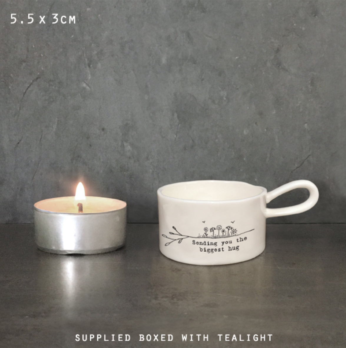 Handled tea light holder- Sending you the biggest hug