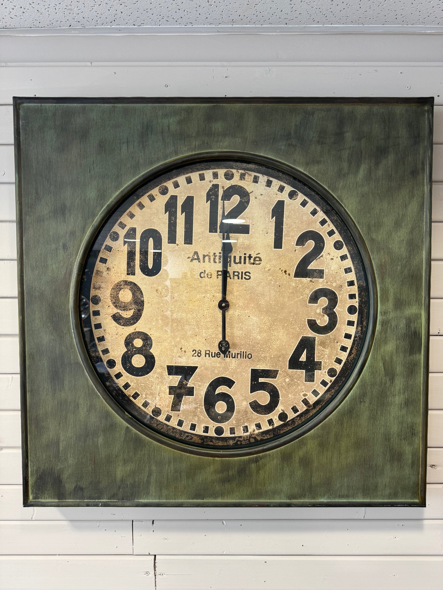 Large Square Industrial 'Antiquite De Paris' Wall Clock