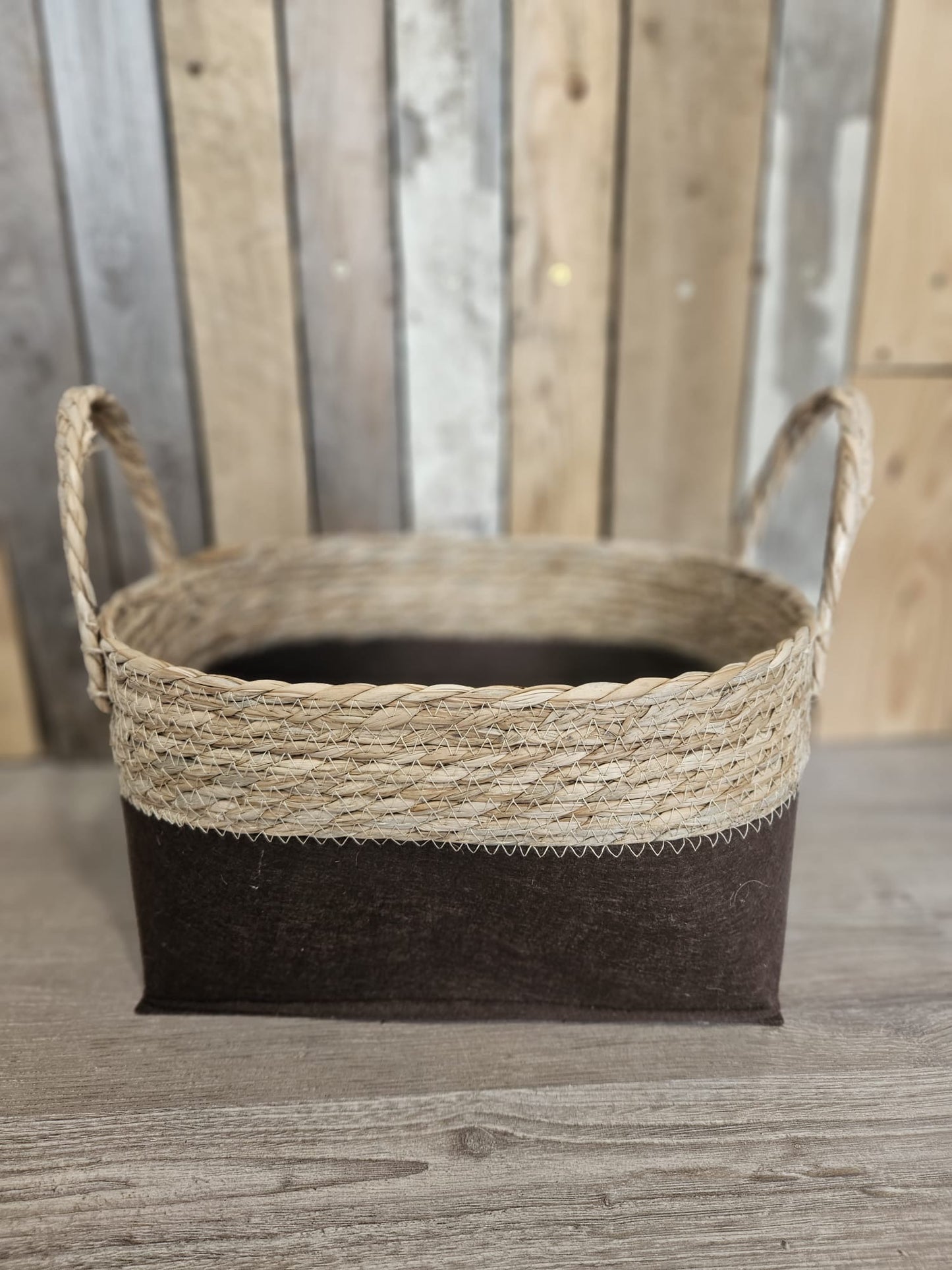 Rattan/Felt Storage Basket