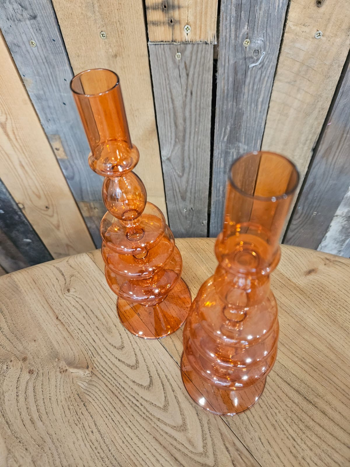 Vintage Style Orange Glass Candle Stick