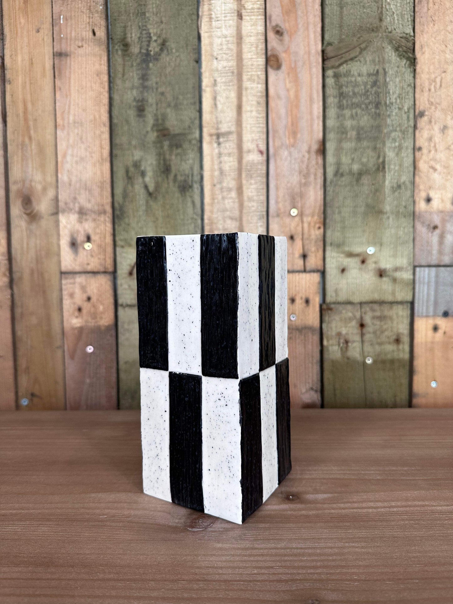 Lino Printed Monochrome Vase