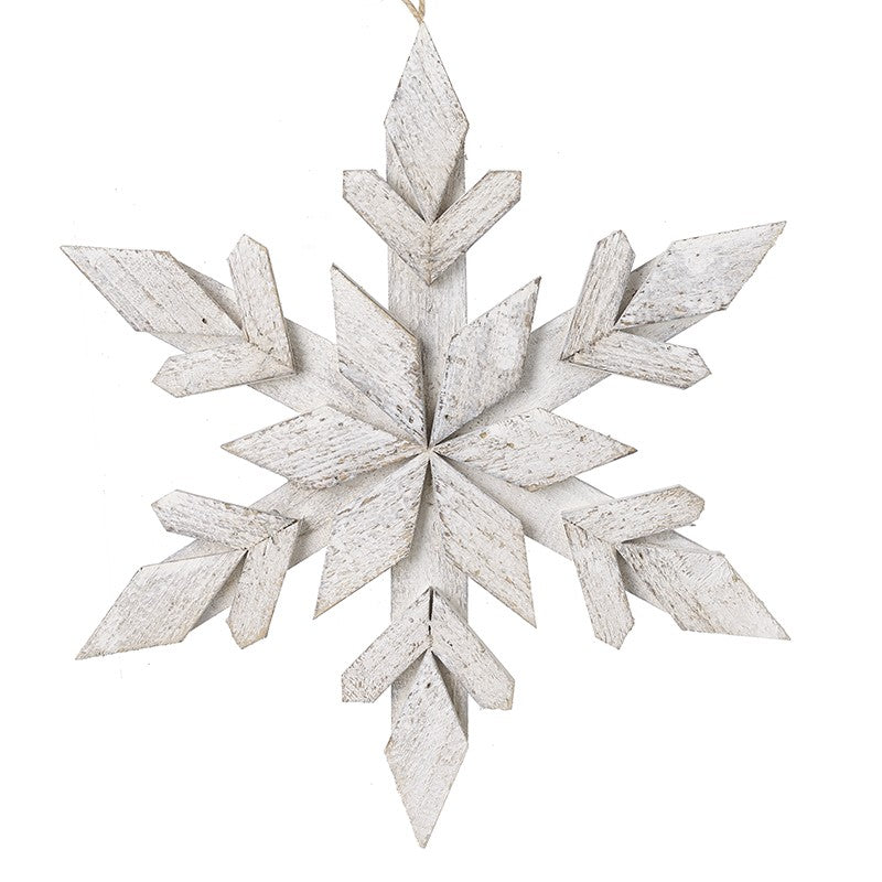 White Washed Wooden Snowflake