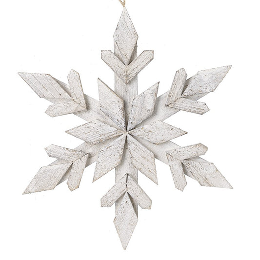 White Washed Wooden Snowflake