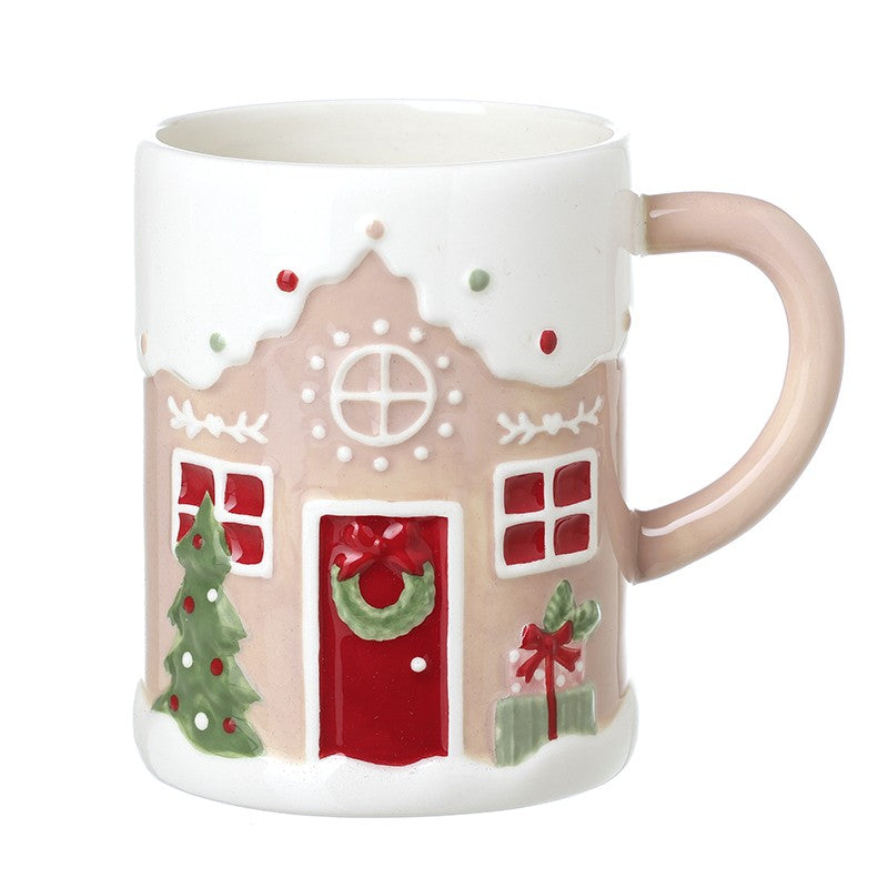 Pink Snowy House Mug