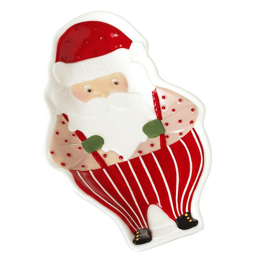 Santa In Stripe Trousers Porcelain Plate