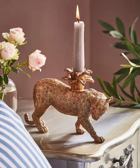 Prowling Leopard Candle Holder