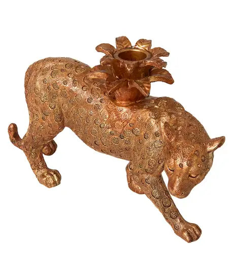 Prowling Leopard Candle Holder