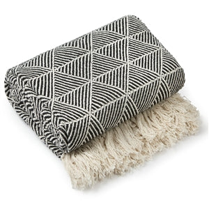 Recycled Cotton Zahra Throw - Black 152cm