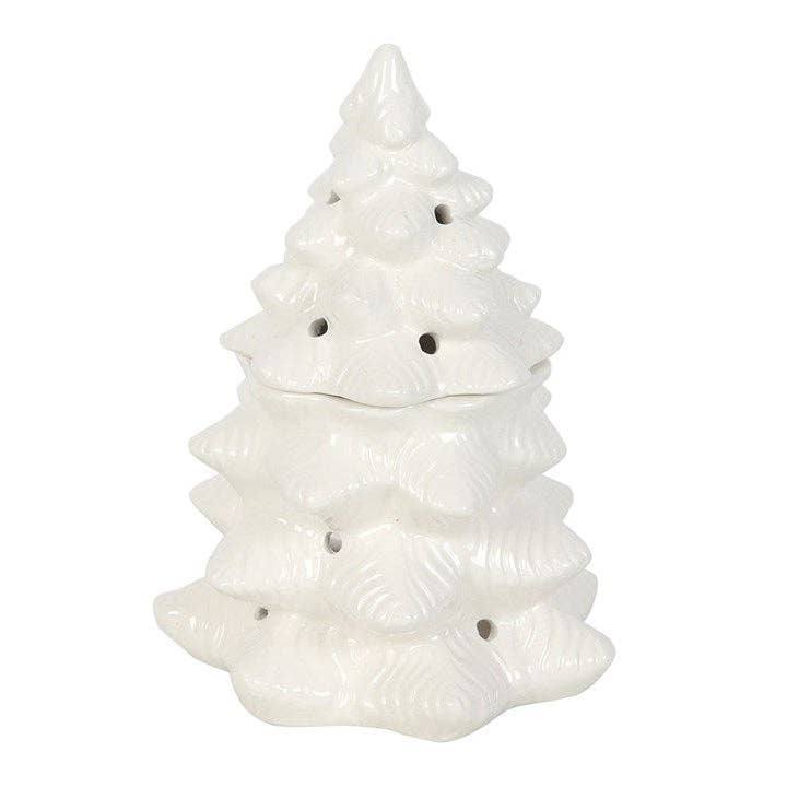 White Winter Fir Tree Oil Burner and Wax Warmer