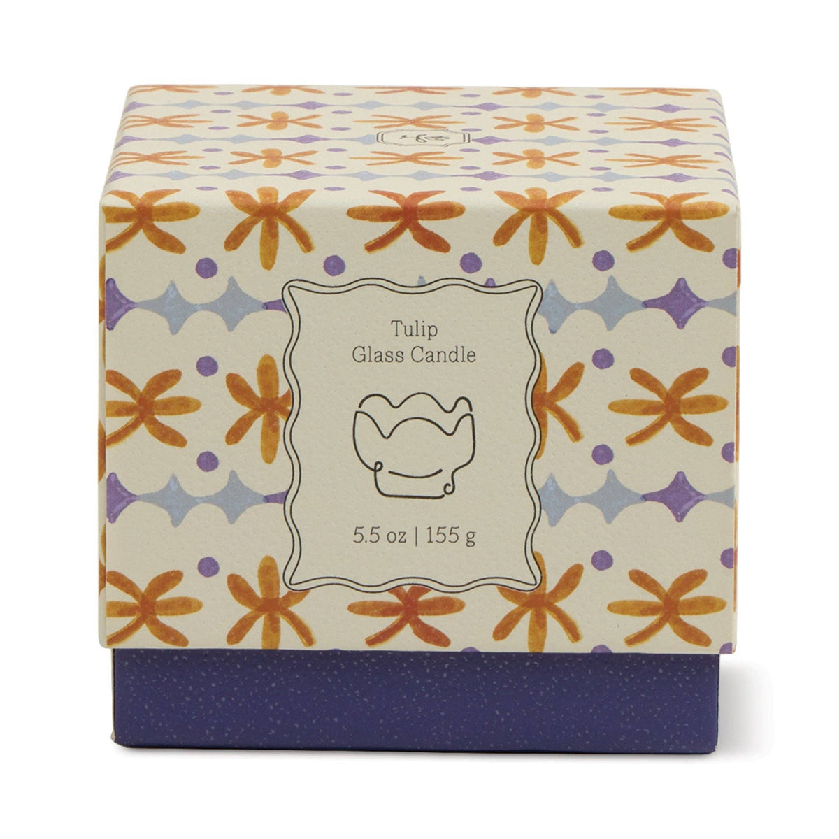 Tulip 5.5oz/155g Orange and Blue Glass Candle - Garden & Grove
