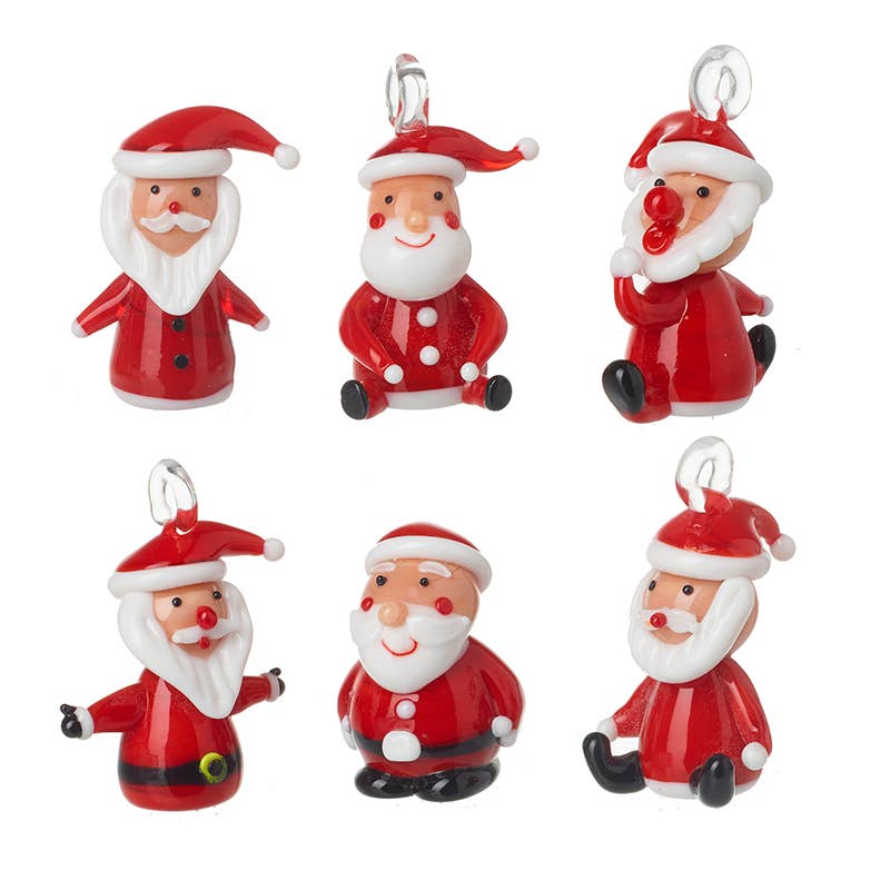 Christmas -GLASS SANTA MIX HANGING DECORATIONS (A) (gT)