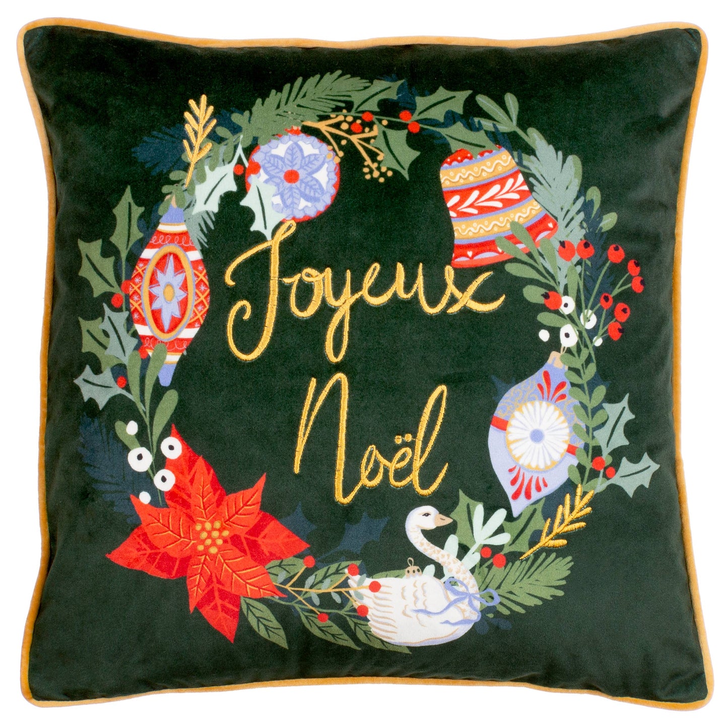 Deck The Halls Cushion Pine Green