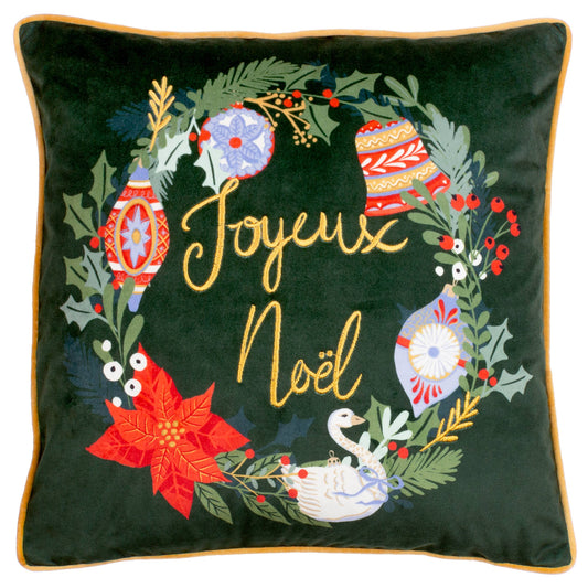 Deck The Halls Cushion Pine Green