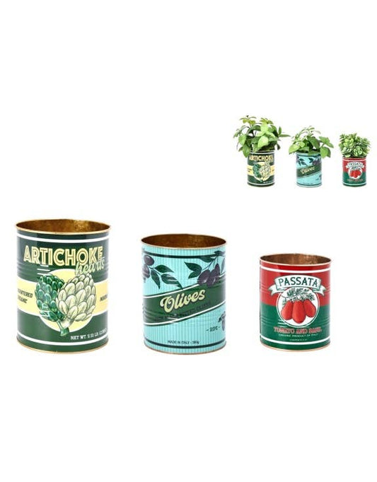 Retro "Artichoke, Olives, Passata" Storage Tins