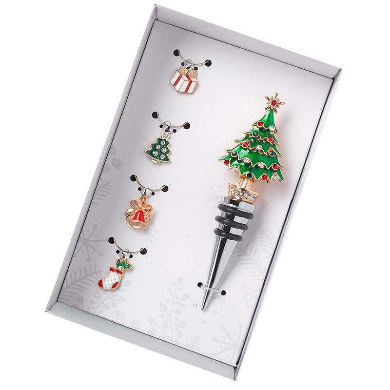 Christmas  -DRINK CHARM AND TREE STOPPER SET (trT)